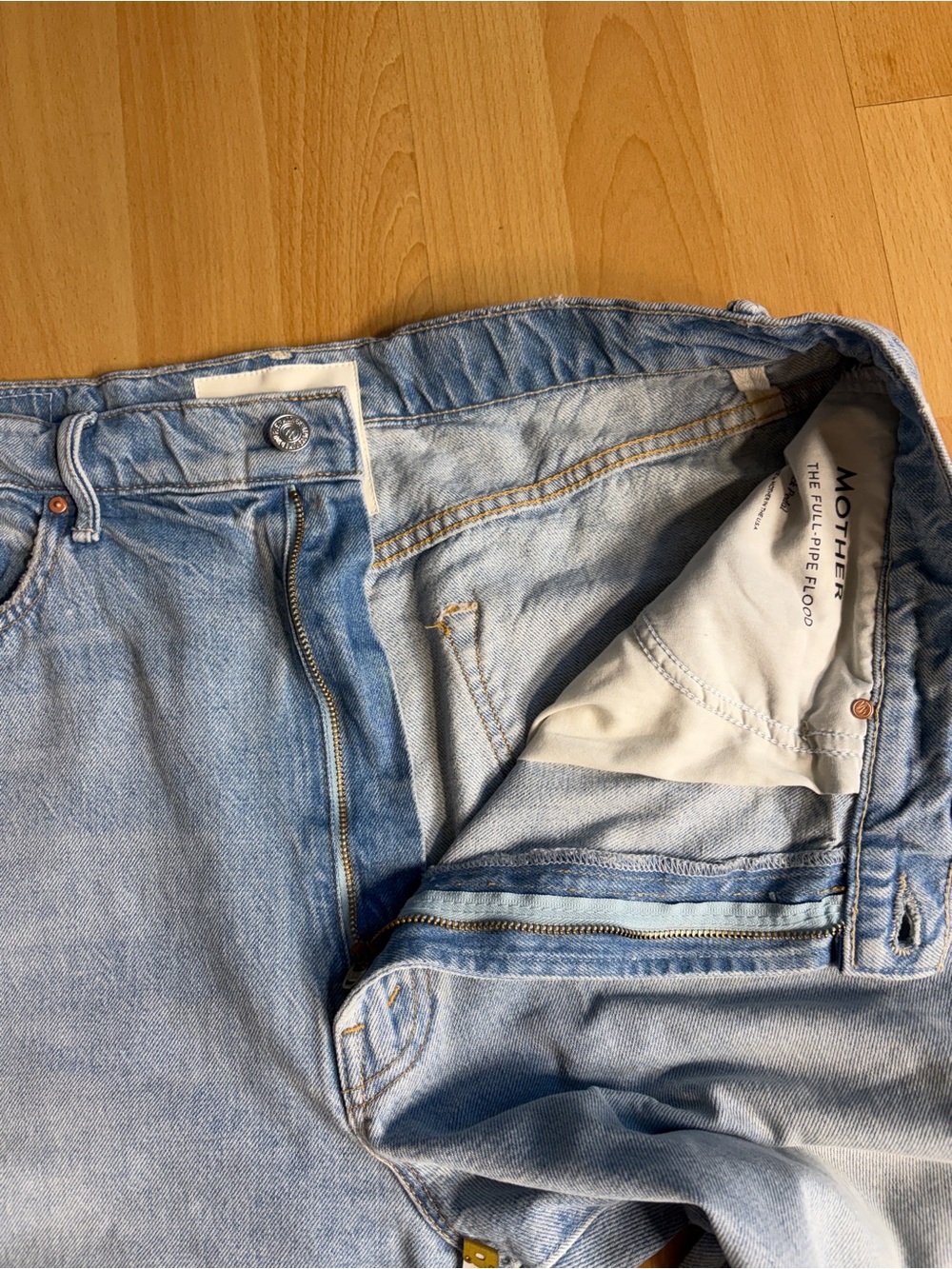 MOTHER Superior The Full Pipe Flood in Back Pedal Bowed Barrel Leg Jeans 33 - Picture 11 of 16